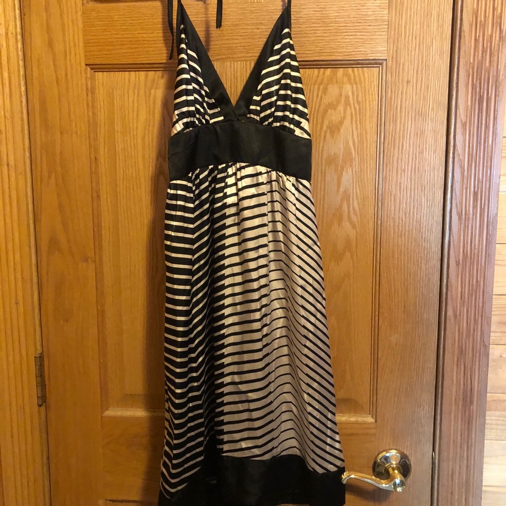 Silky striped halter dress
